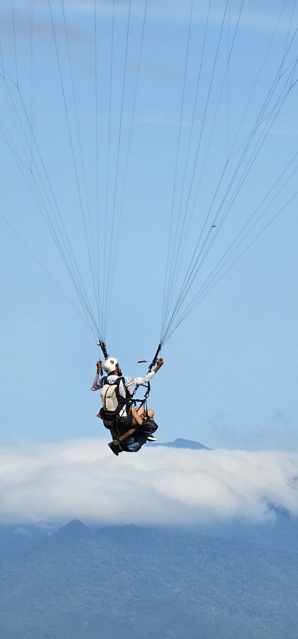 Voe de parapente com @paraglidingeveryday na praia Martim de Sá com vista para Ilhabela e descubra porque voar faz bem
